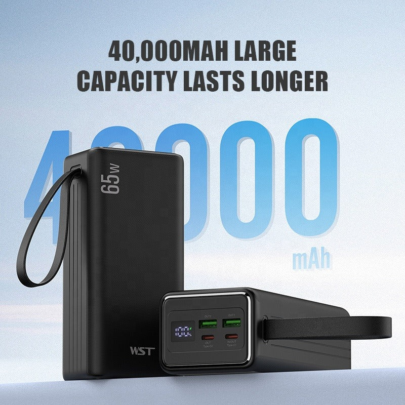 WST 40000mAh Portable Power Bank Station 110V/220V, 65W PD Type C Charger WST 40000mAh Portable Power Bank Station 110V/220V, 65W PD Type C Charger